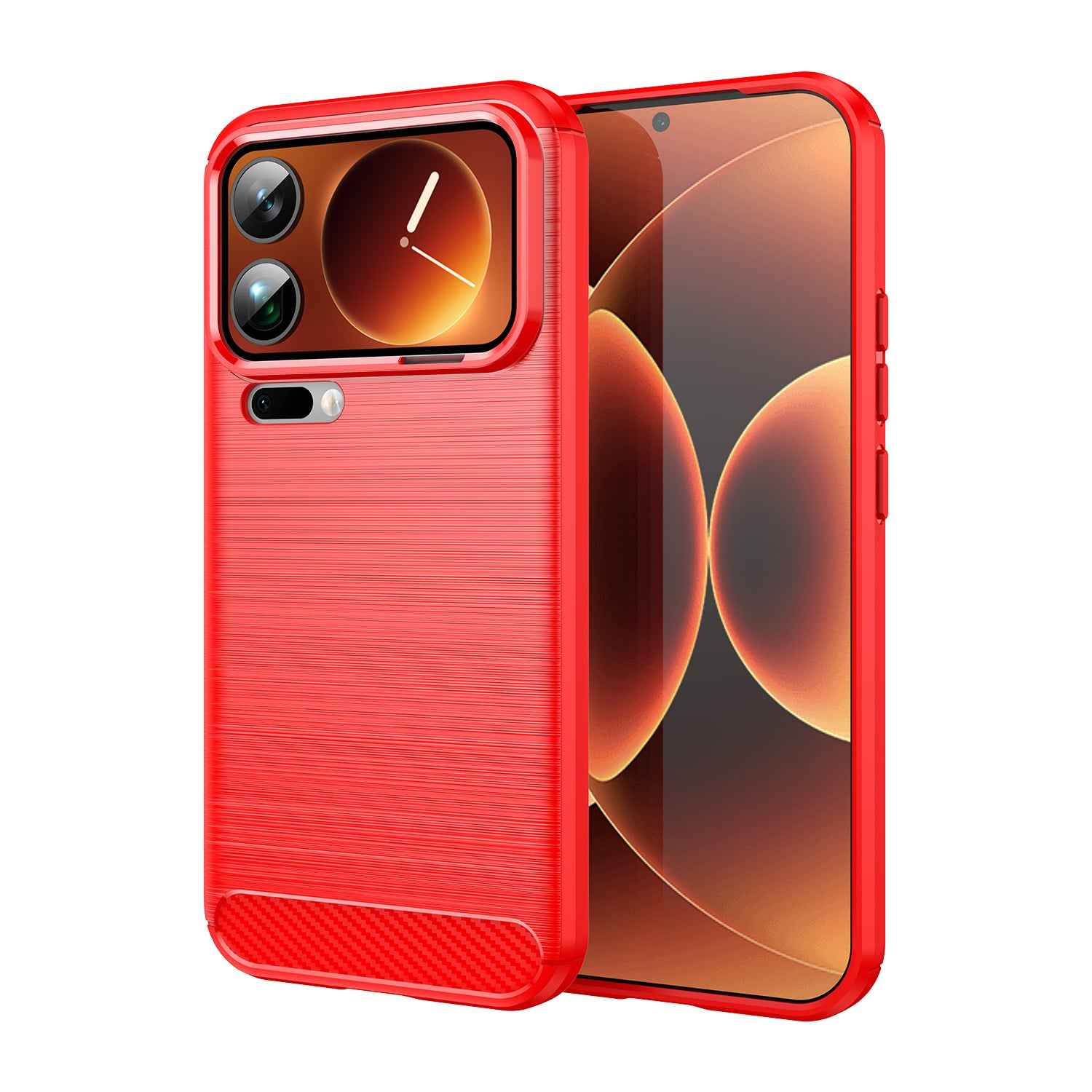 For Xiaomi 17 Pro Case with Screen Film WANLONFENG LS Series Big Lens Hole Brushed Texture TPU Phone Cover - Red