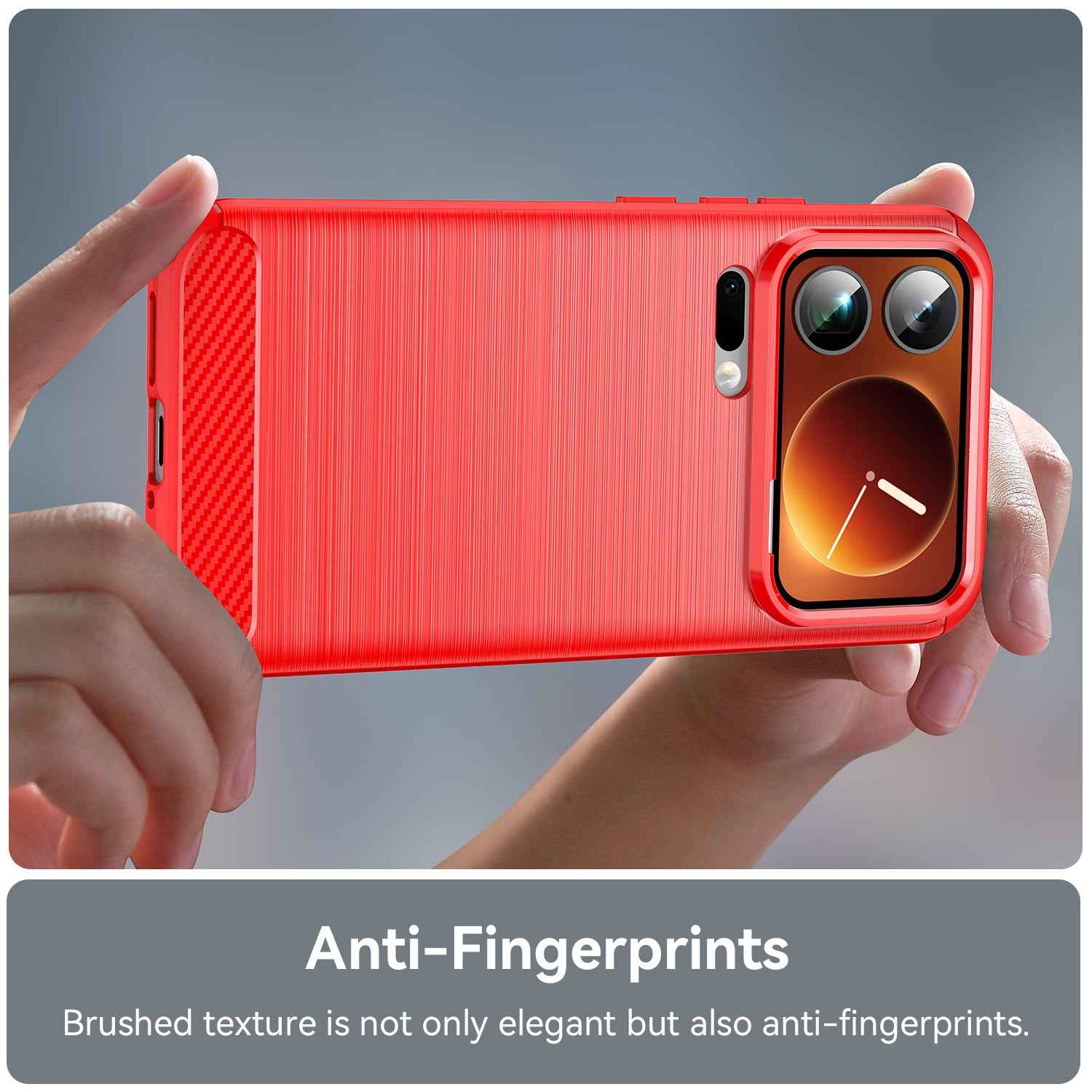 For Xiaomi 17 Pro Case with Screen Film WANLONFENG LS Series Big Lens Hole Brushed Texture TPU Phone Cover - Red