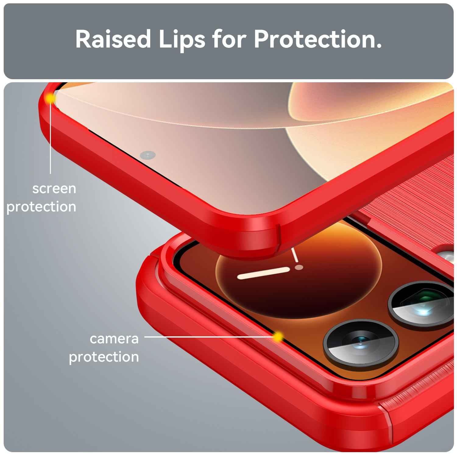 For Xiaomi 17 Pro Case with Screen Film WANLONFENG LS Series Big Lens Hole Brushed Texture TPU Phone Cover - Red