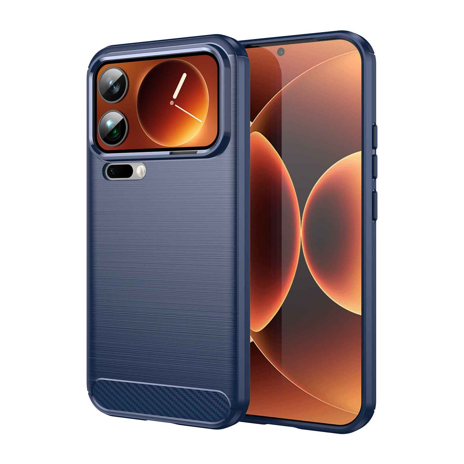 For Xiaomi 17 Pro Case with Screen Film WANLONFENG LS Series Big Lens Hole Brushed Texture TPU Phone Cover - Blue