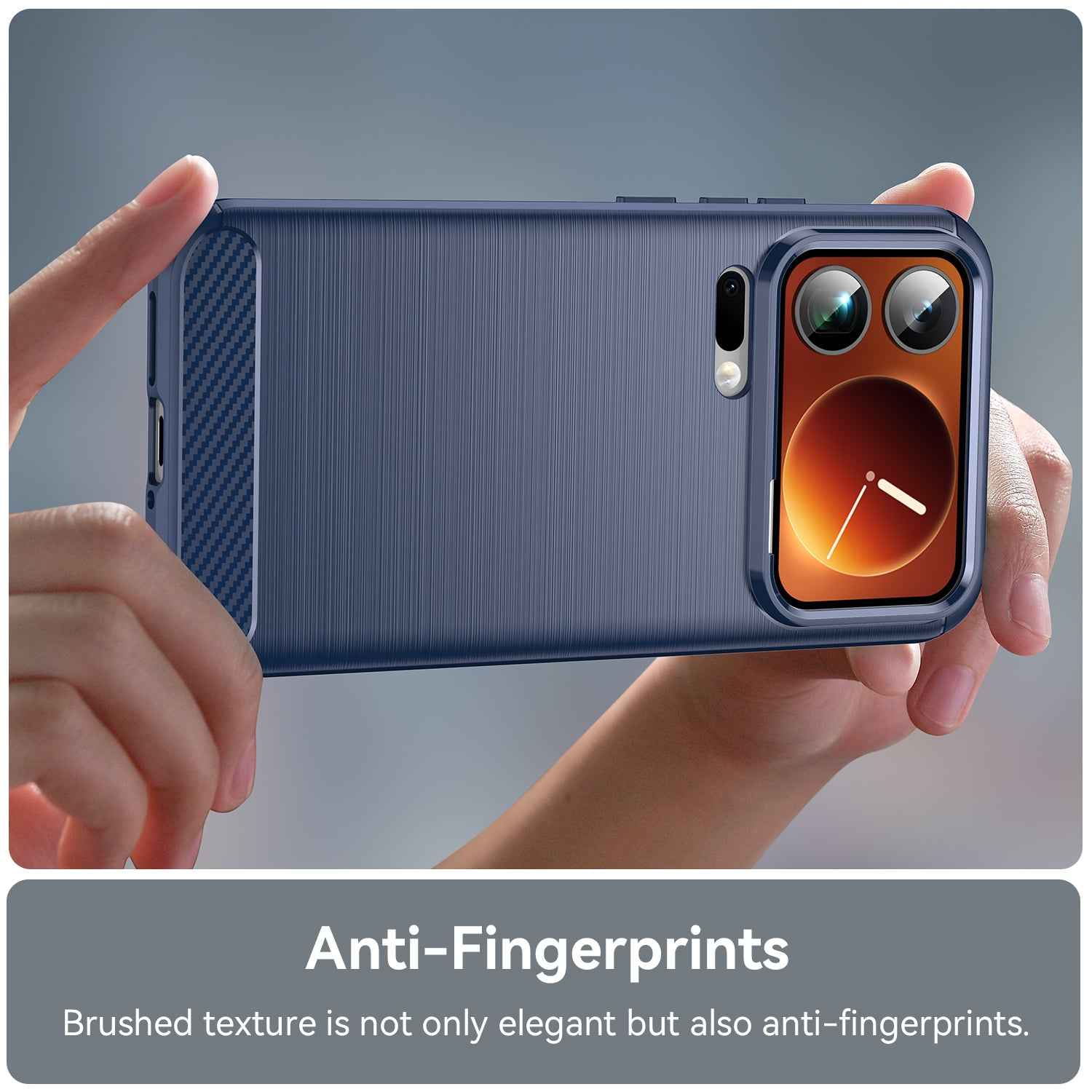 For Xiaomi 17 Pro Case with Screen Film WANLONFENG LS Series Big Lens Hole Brushed Texture TPU Phone Cover - Blue