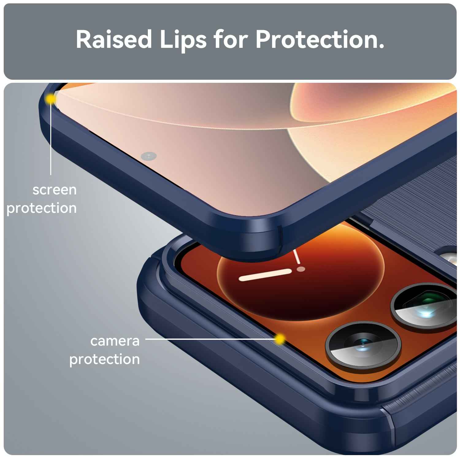 For Xiaomi 17 Pro Case with Screen Film WANLONFENG LS Series Big Lens Hole Brushed Texture TPU Phone Cover - Blue