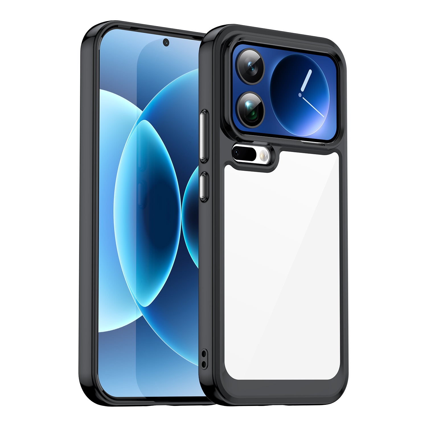 For Xiaomi 17 Pro Max Phone Case WANLONFENG XC Series TPU Acrylic Cover with Tempered Glass (Big Lens Hole) - Black