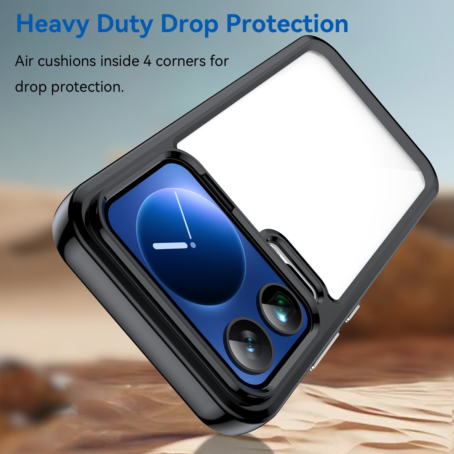 For Xiaomi 17 Pro Max Phone Case WANLONFENG XC Series TPU Acrylic Cover with Tempered Glass (Big Lens Hole) - Black