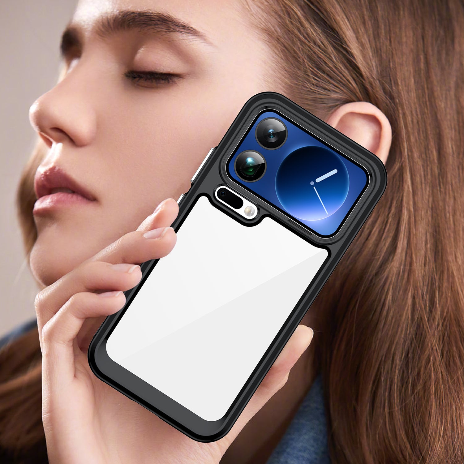 For Xiaomi 17 Pro Max Phone Case WANLONFENG XC Series TPU Acrylic Cover with Tempered Glass (Big Lens Hole) - Black
