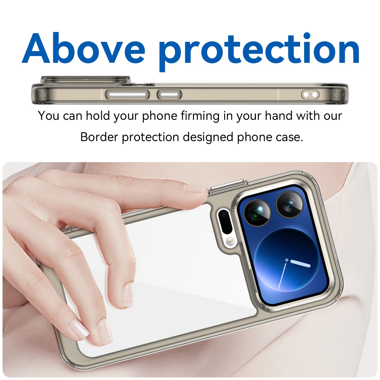 For Xiaomi 17 Pro Max Phone Case WANLONFENG XC Series TPU Acrylic Cover with Tempered Glass (Big Lens Hole) - Transparent Grey