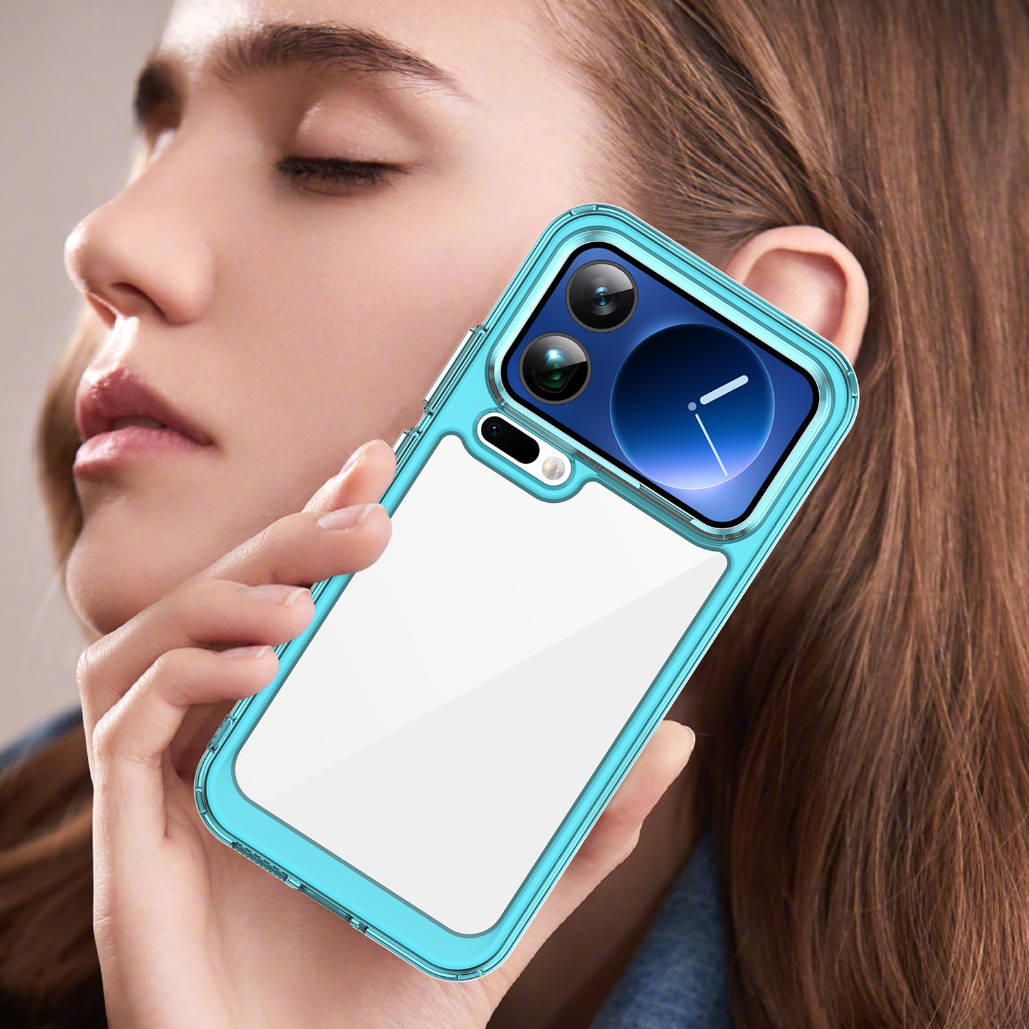 For Xiaomi 17 Pro Max Phone Case WANLONFENG XC Series TPU Acrylic Cover with Tempered Glass (Big Lens Hole) - Transparent Blue