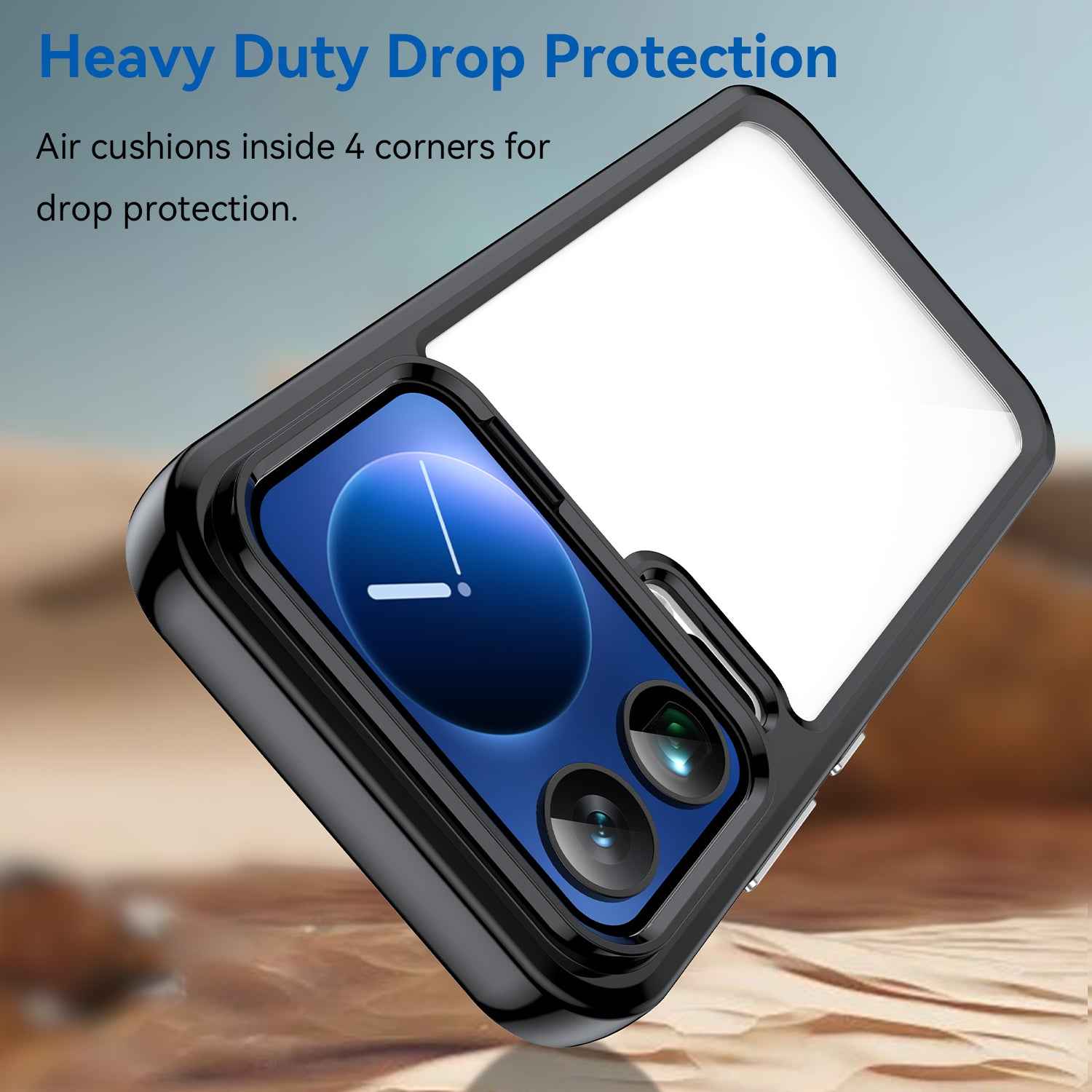 For Xiaomi 17 Pro Phone Case WANLONFENG XC Series TPU Acrylic Cover with Tempered Glass (Big Lens Hole) - Black