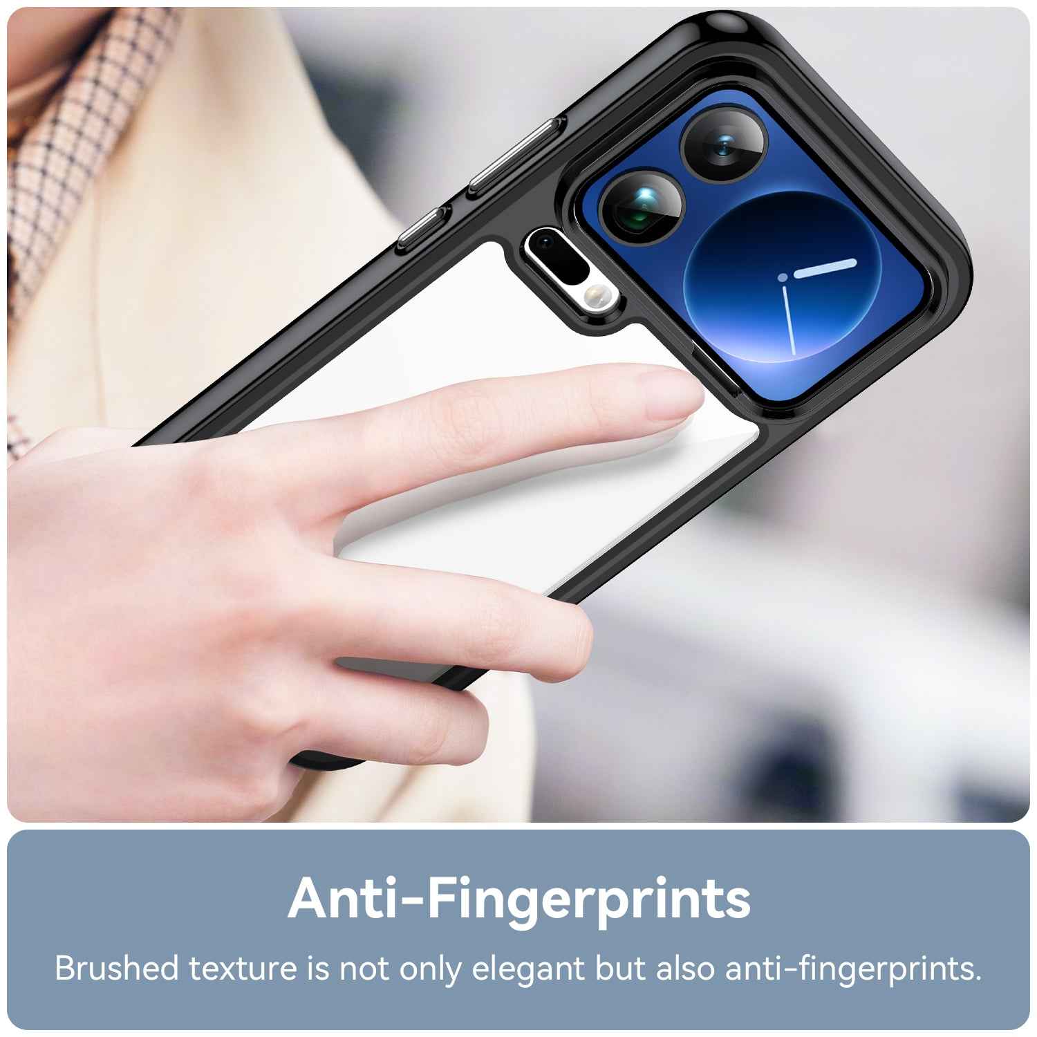 For Xiaomi 17 Pro Phone Case WANLONFENG XC Series TPU Acrylic Cover with Tempered Glass (Big Lens Hole) - Black