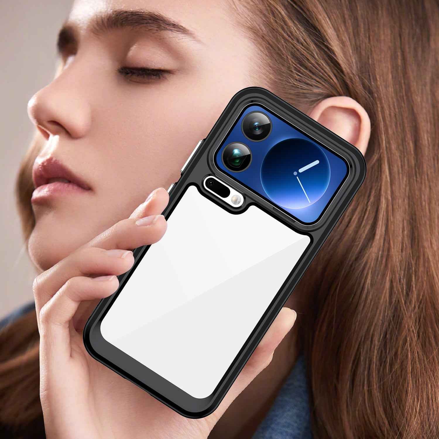 For Xiaomi 17 Pro Phone Case WANLONFENG XC Series TPU Acrylic Cover with Tempered Glass (Big Lens Hole) - Black