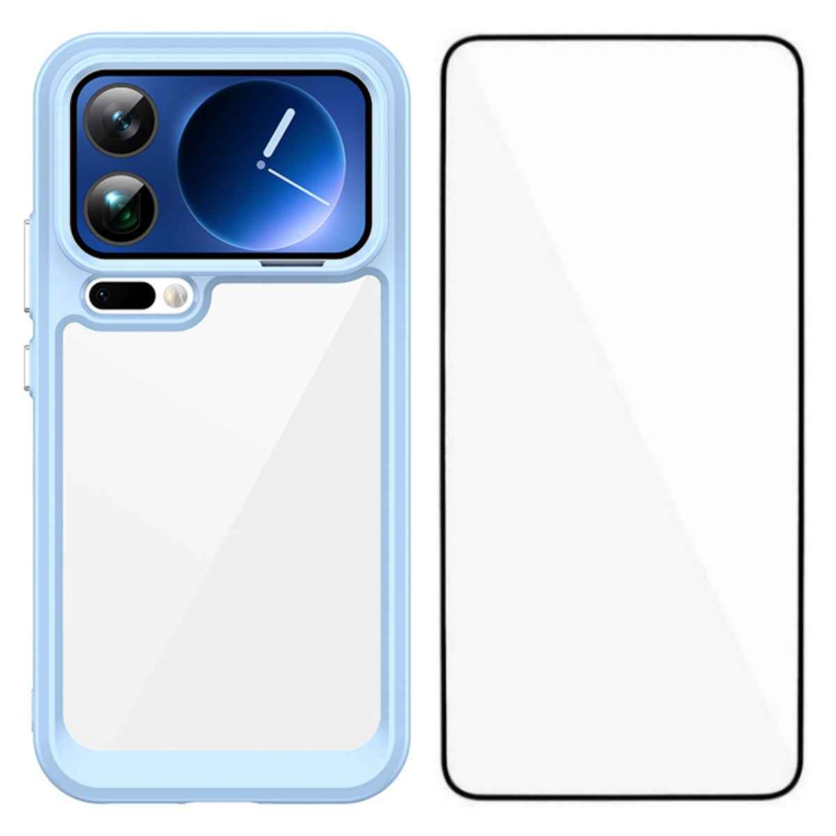 For Xiaomi 17 Pro Phone Case WANLONFENG XC Series TPU Acrylic Cover with Tempered Glass (Big Lens Hole) - Blue