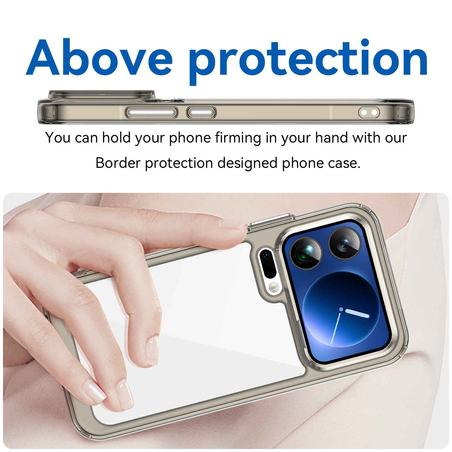 For Xiaomi 17 Pro Phone Case WANLONFENG XC Series TPU Acrylic Cover with Tempered Glass (Big Lens Hole) - Transparent Grey