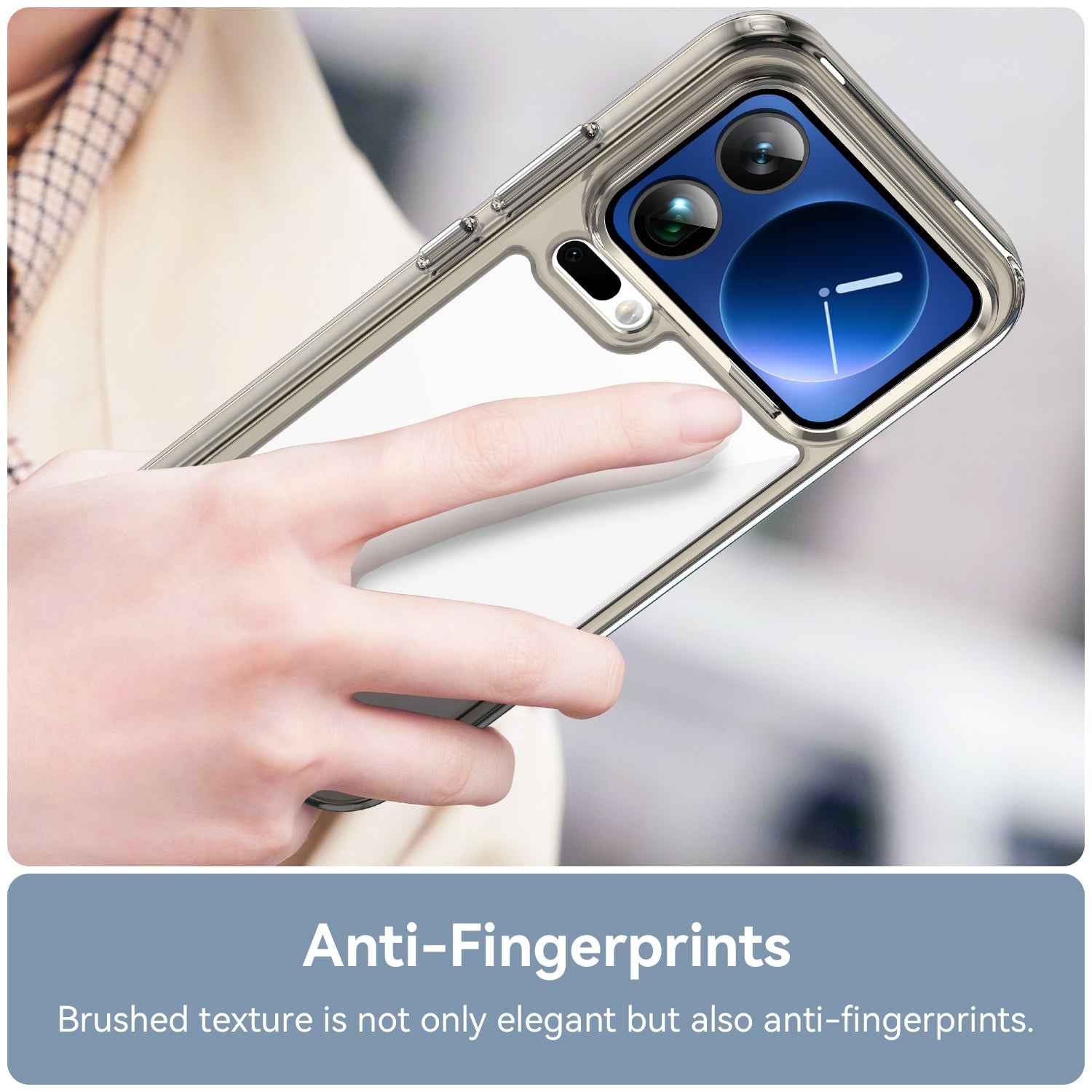 For Xiaomi 17 Pro Phone Case WANLONFENG XC Series TPU Acrylic Cover with Tempered Glass (Big Lens Hole) - Transparent Grey