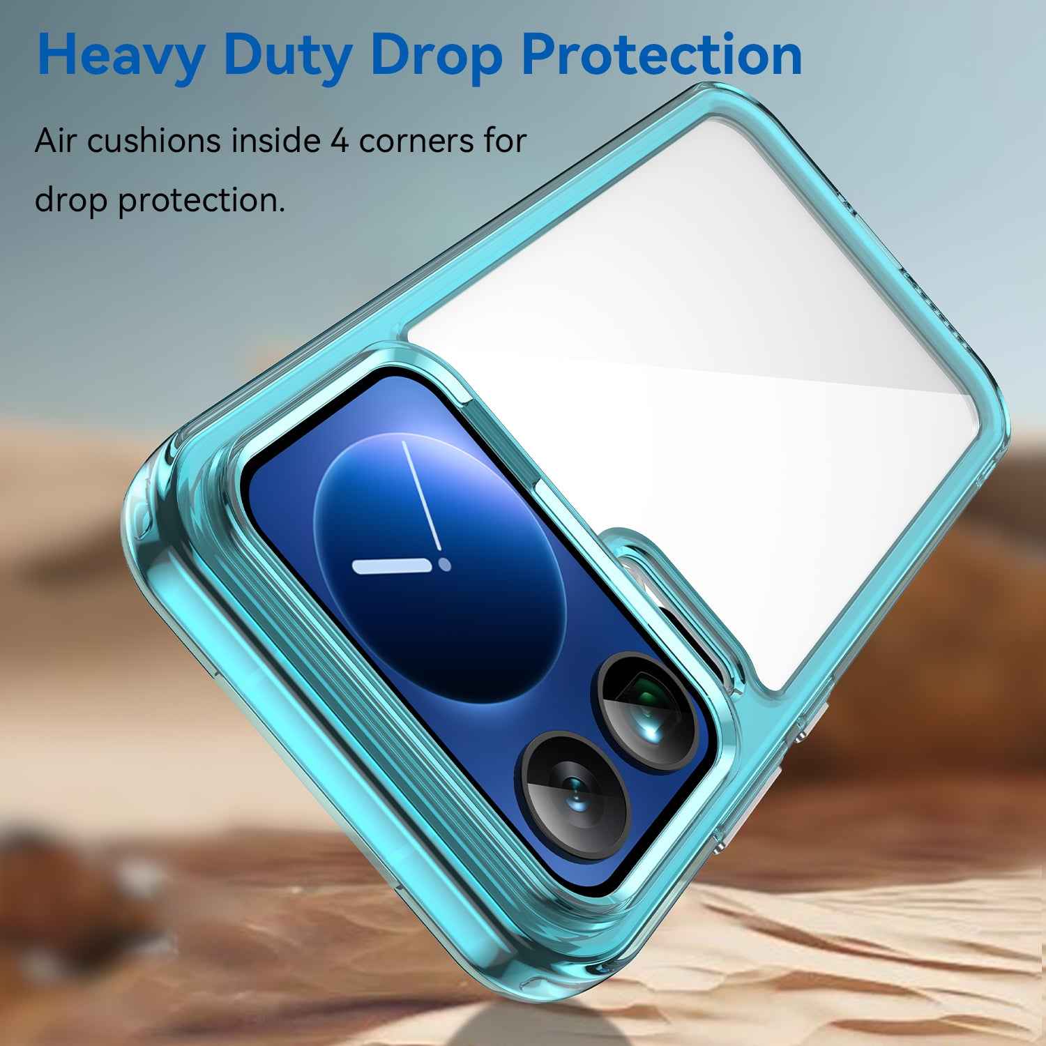 For Xiaomi 17 Pro Phone Case WANLONFENG XC Series TPU Acrylic Cover with Tempered Glass (Big Lens Hole) - Transparent Blue