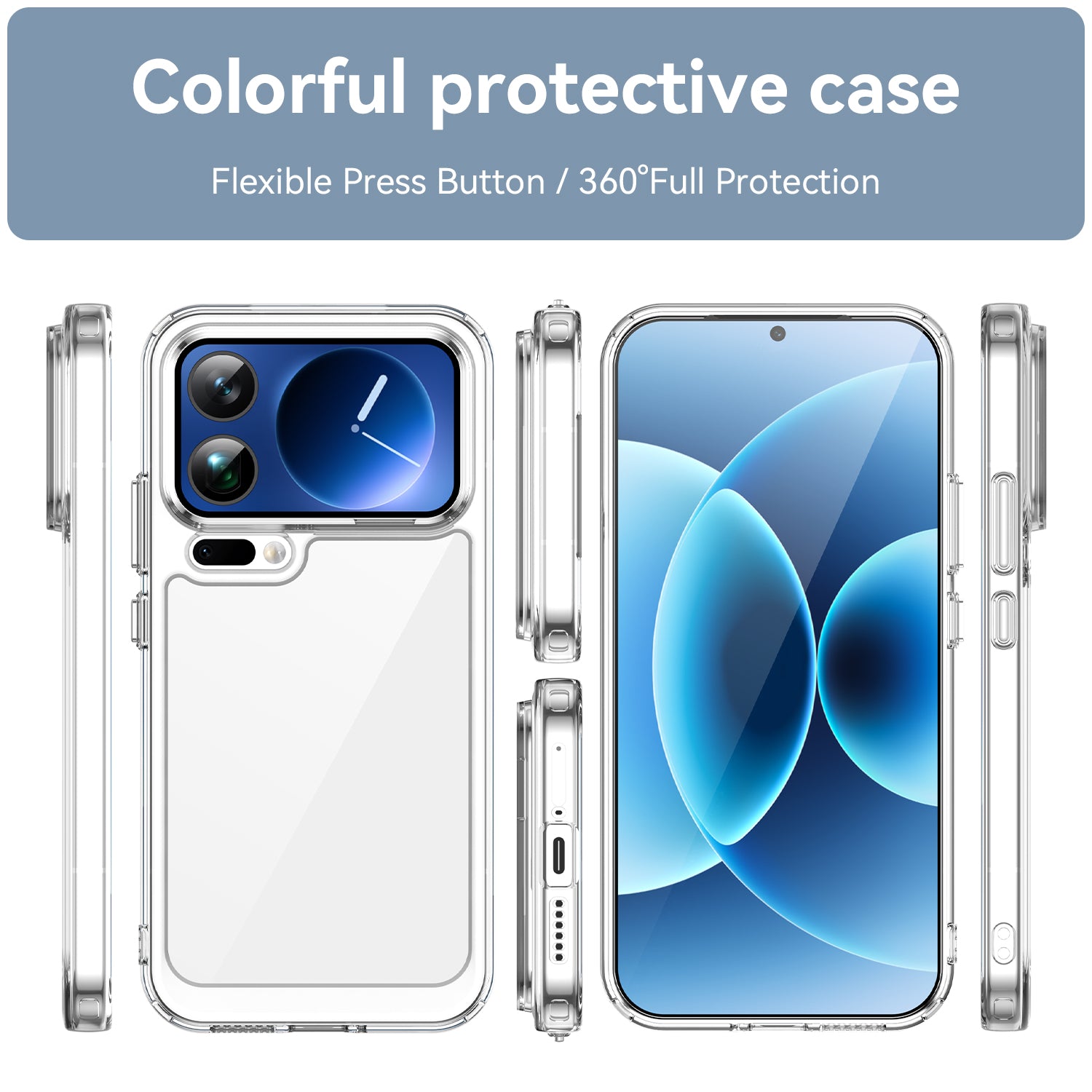 For Xiaomi 17 Pro Max Case WANLONFENG MF Series TPU Acrylic Clear Phone Cover with Tempered Glass Film - Transparent