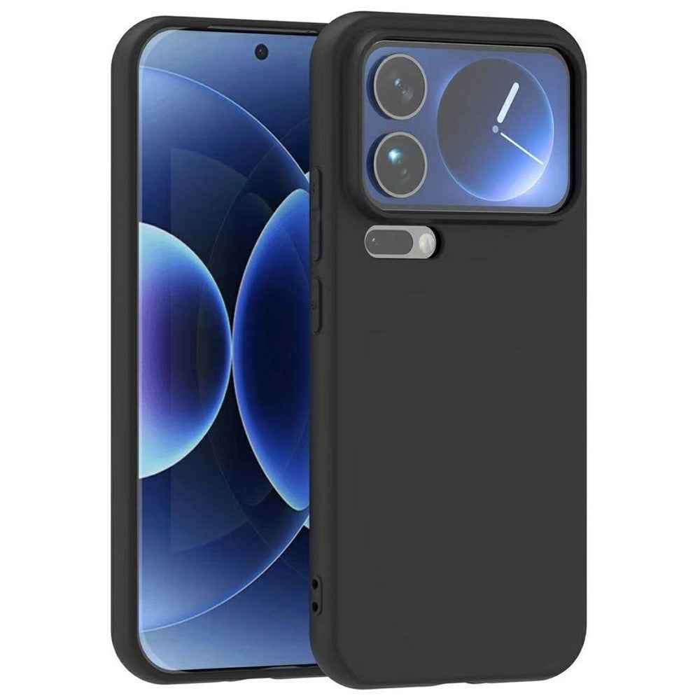 For Xiaomi 17 Pro Case Soft Matte Back TPU Black Phone Cover (Large Cutout)