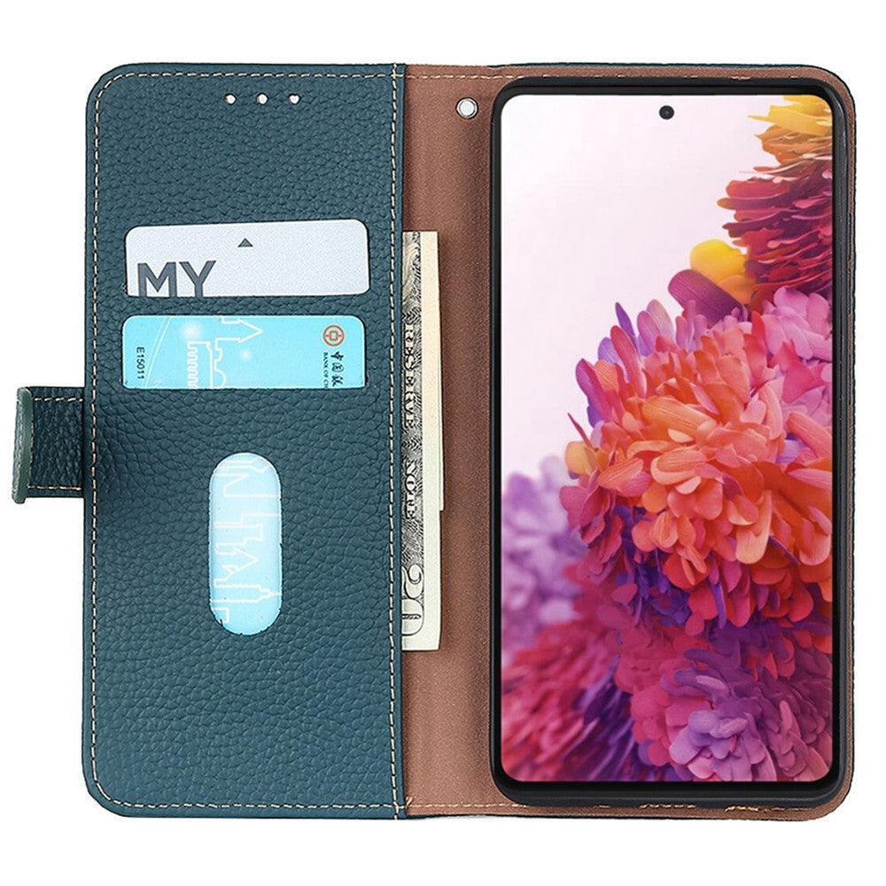 KHAZNEH For Motorola Edge 70 5G Case Genuine Cow Leather Flip Phone Cover - Green