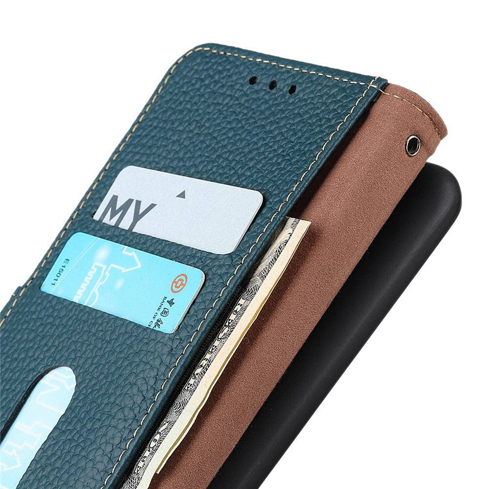 KHAZNEH For Motorola Edge 70 5G Case Genuine Cow Leather Flip Phone Cover - Green