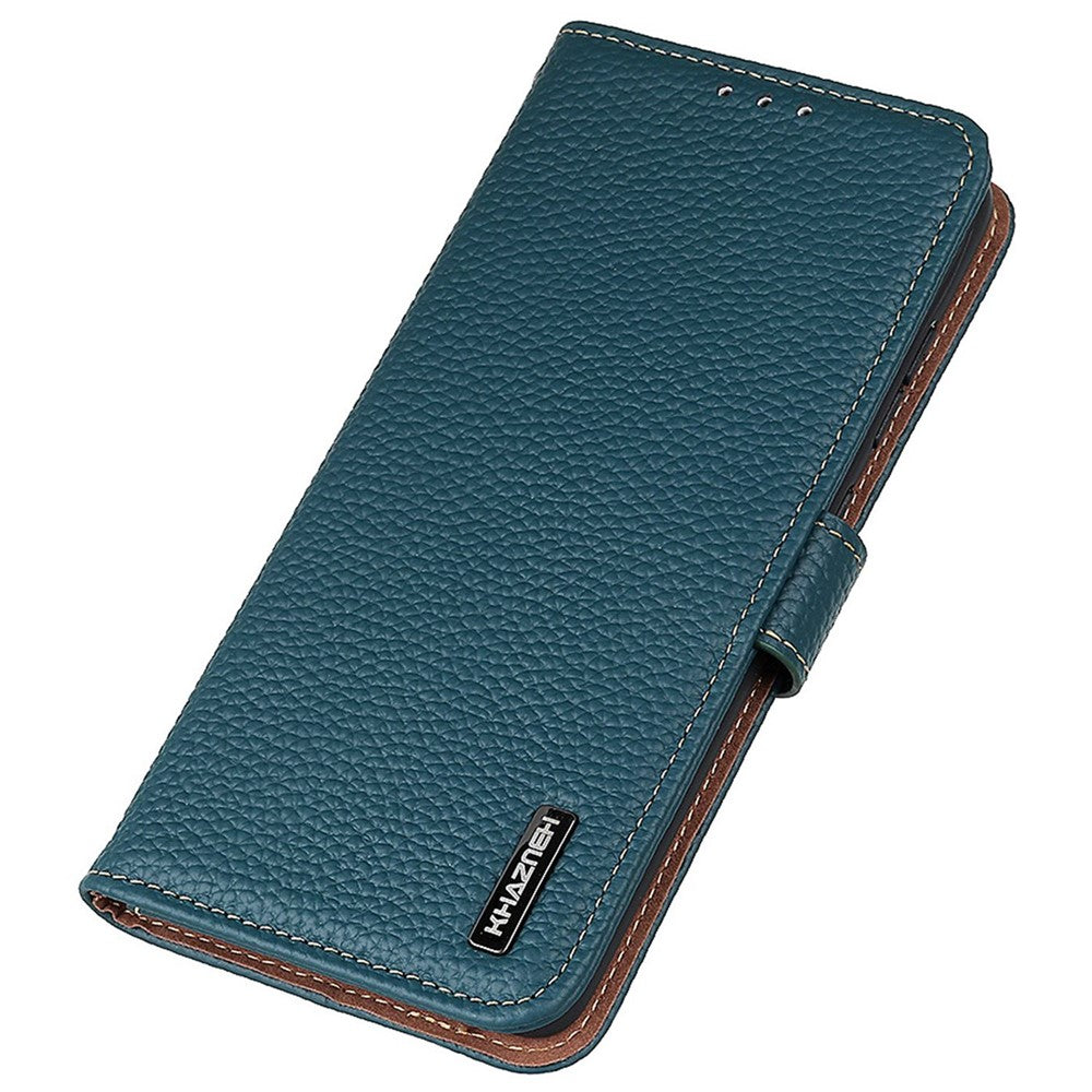 KHAZNEH For Motorola Edge 70 5G Case Genuine Cow Leather Flip Phone Cover - Green