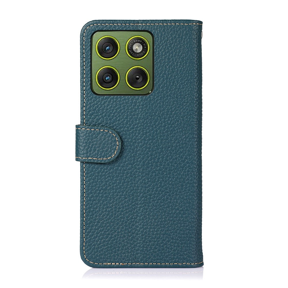 KHAZNEH For Motorola Edge 70 5G Case Genuine Cow Leather Flip Phone Cover - Green