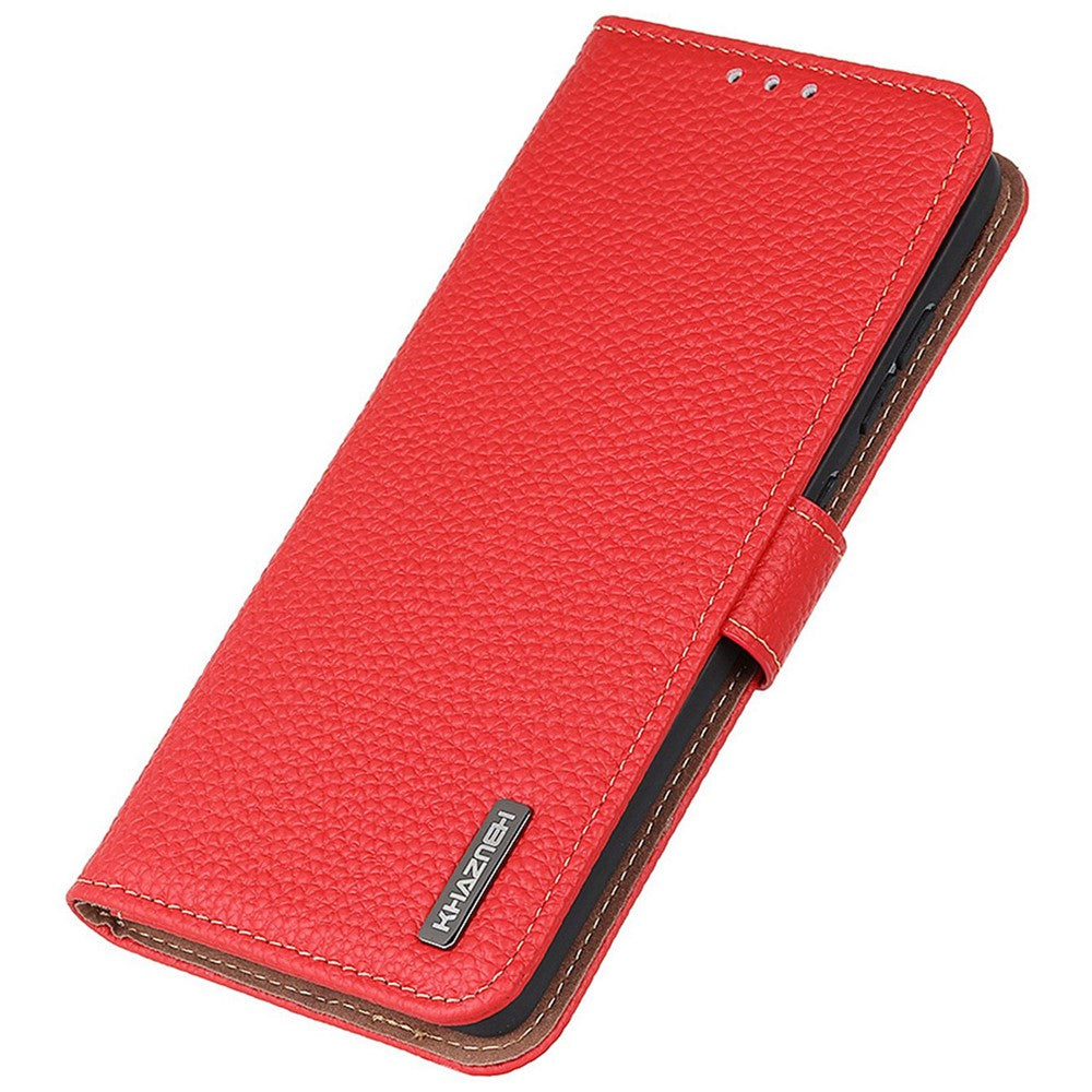 KHAZNEH For Motorola Edge 70 5G Case Genuine Cow Leather Flip Phone Cover - Red