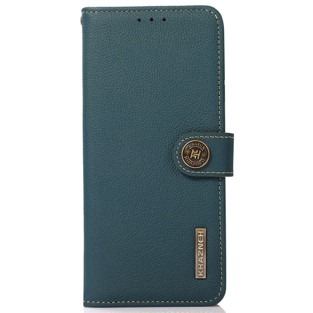 KHAZNEH for Motorola Edge 70 5G Case Genuine Cow Leather RFID Blocking Wallet Phone Cover - Green