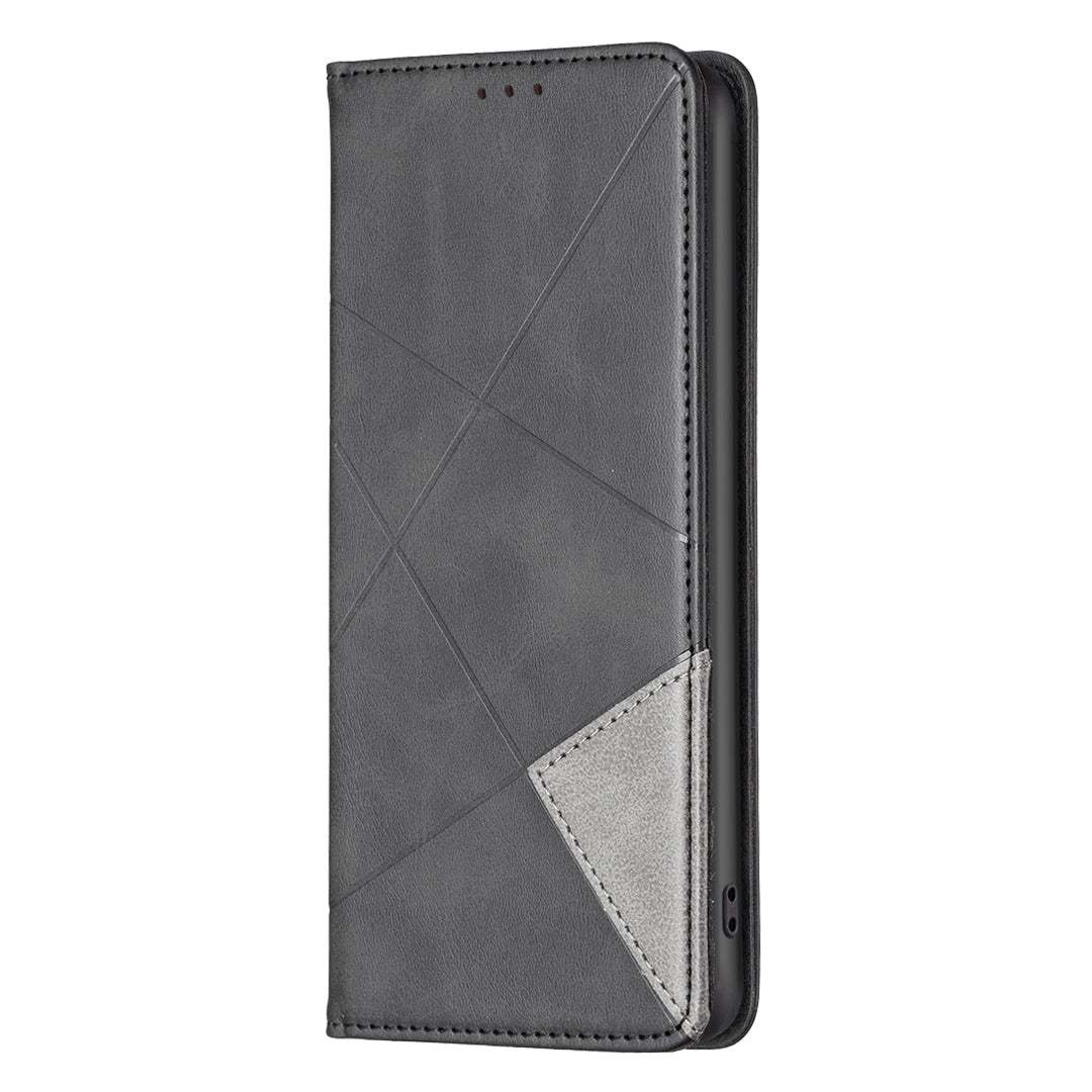 For Xiaomi Redmi Note 15 Pro 4G (Global) Case Card Slots Geometry Imprint Leather Phone Cover - Black