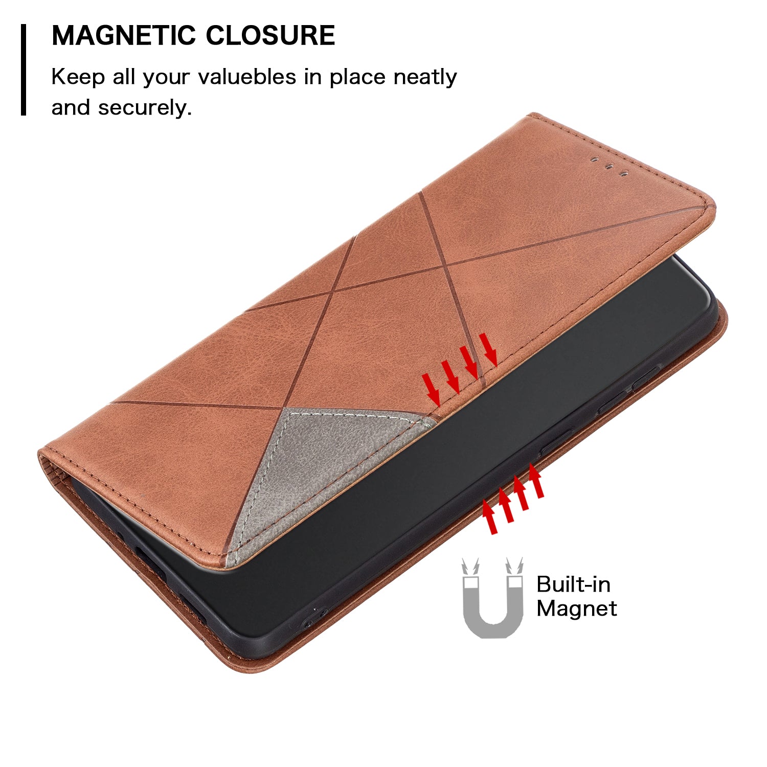 For Xiaomi Redmi Note 15 Pro 4G (Global) Case Card Slots Geometry Imprint Leather Phone Cover - Brown