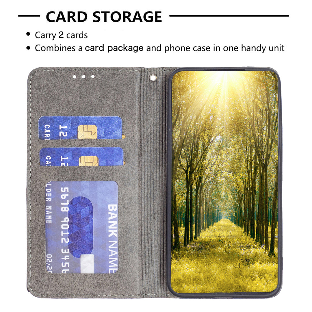 For Xiaomi Redmi Note 15 Pro 4G (Global) Case Card Slots Geometry Imprint Leather Phone Cover - Grey