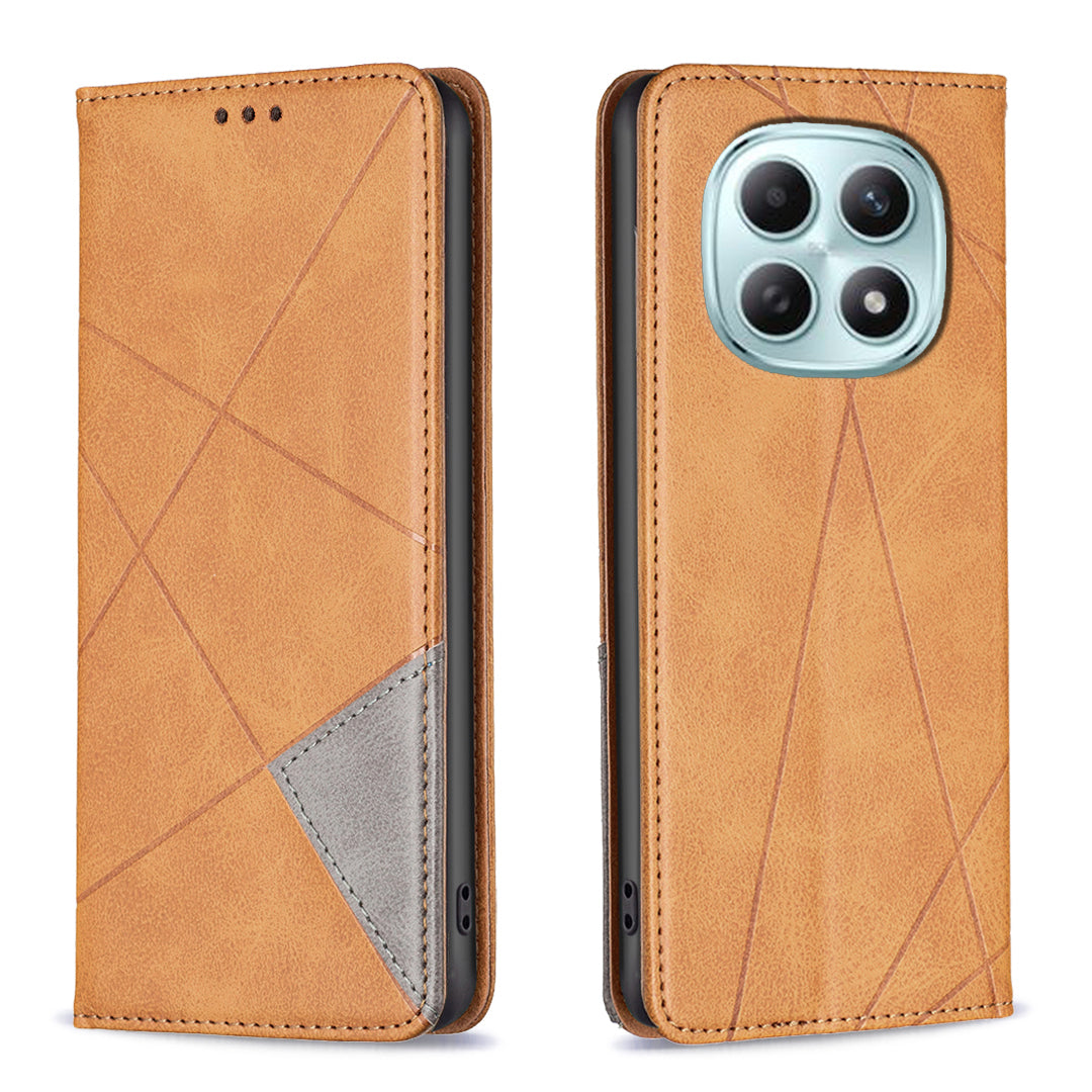For Xiaomi Redmi Note 15 Pro 4G (Global) Case Card Slots Geometry Imprint Leather Phone Cover - Yellow