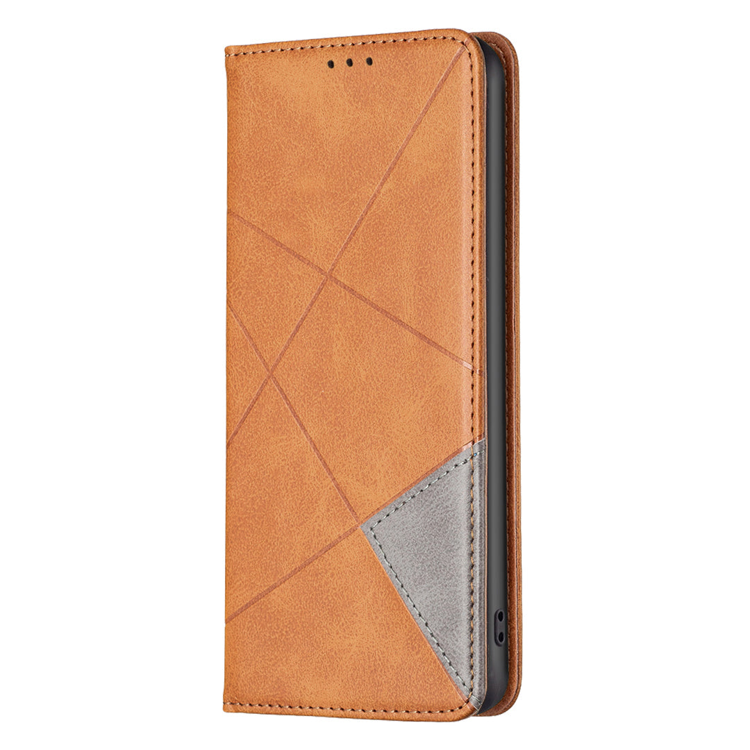 For Xiaomi Redmi Note 15 Pro 4G (Global) Case Card Slots Geometry Imprint Leather Phone Cover - Yellow