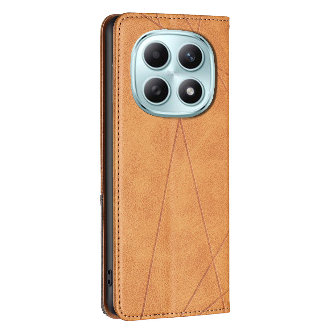 For Xiaomi Redmi Note 15 Pro 4G (Global) Case Card Slots Geometry Imprint Leather Phone Cover - Yellow