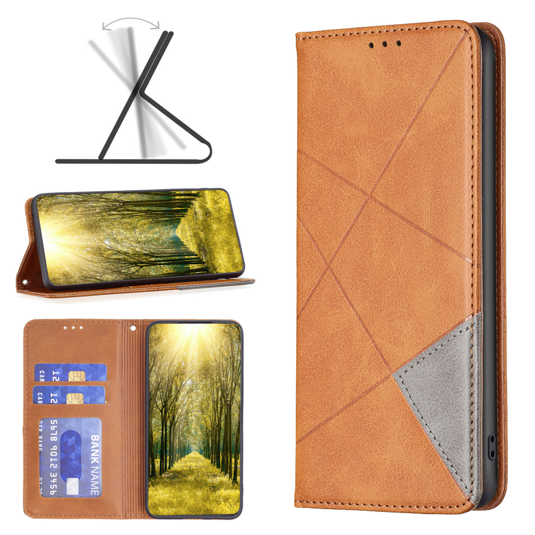 For Xiaomi Redmi Note 15 Pro 4G (Global) Case Card Slots Geometry Imprint Leather Phone Cover - Yellow