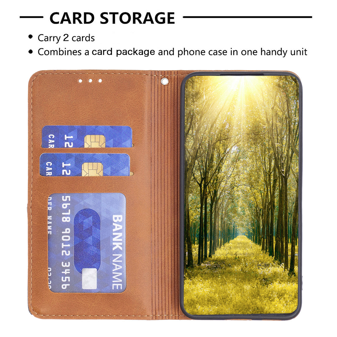 For Xiaomi Redmi Note 15 Pro 4G (Global) Case Card Slots Geometry Imprint Leather Phone Cover - Yellow