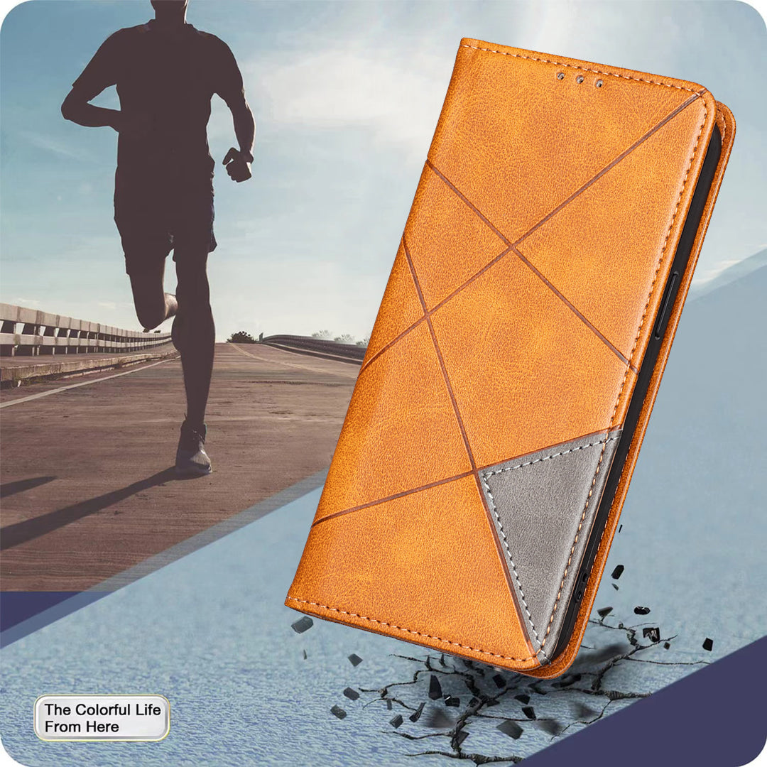 For Xiaomi Redmi Note 15 Pro 4G (Global) Case Card Slots Geometry Imprint Leather Phone Cover - Yellow
