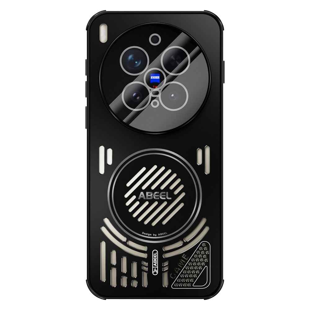 ABEEL For vivo X300 Pro 5G Magnetic Case Aluminium Alloy + PC + TPU Hollow Heat Dissipation Phone Cover - Black
