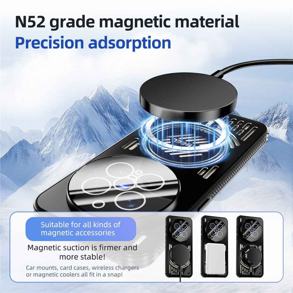 ABEEL For vivo X300 Pro 5G Magnetic Case Aluminium Alloy + PC + TPU Hollow Heat Dissipation Phone Cover - Black