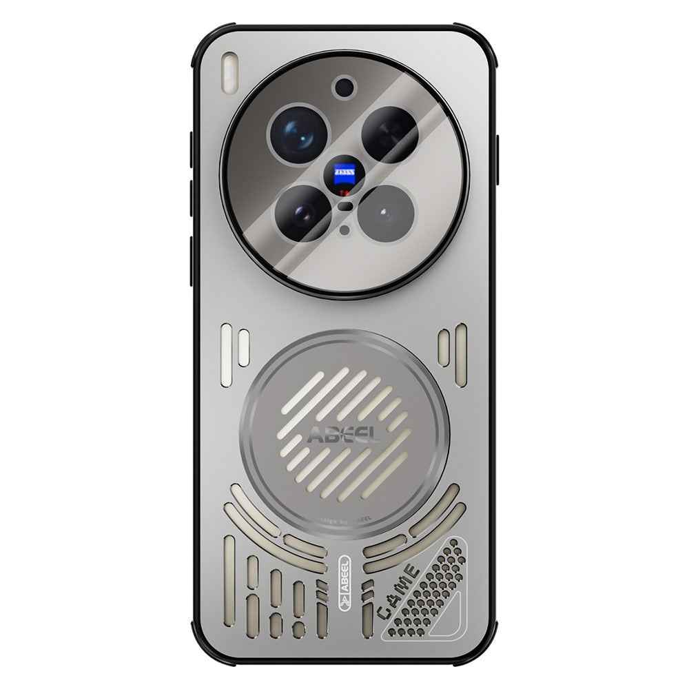 ABEEL For vivo X300 Pro 5G Magnetic Case Aluminium Alloy + PC + TPU Hollow Heat Dissipation Phone Cover - Titanium Grey