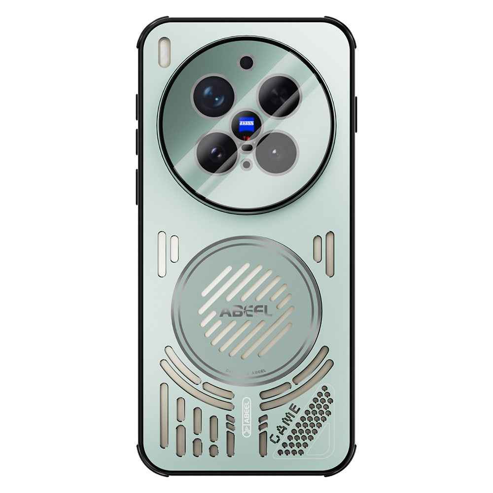 ABEEL For vivo X300 Pro 5G Magnetic Case Aluminium Alloy + PC + TPU Hollow Heat Dissipation Phone Cover - Light Green