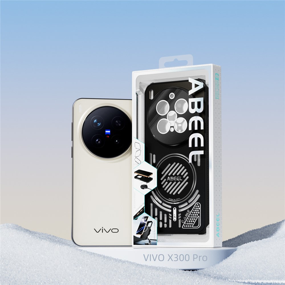ABEEL For vivo X300 Pro 5G Magnetic Case Aluminium Alloy + PC + TPU Hollow Heat Dissipation Phone Cover - Light Green