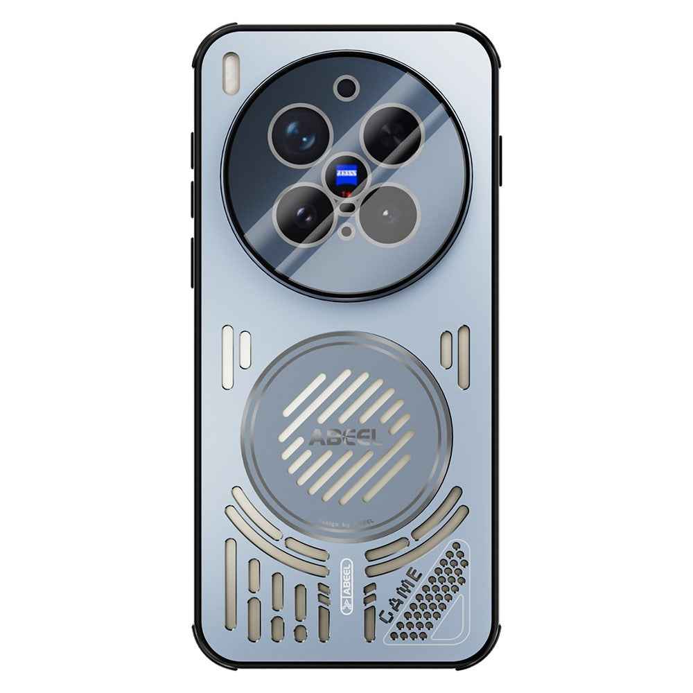 ABEEL For vivo X300 Pro 5G Magnetic Case Aluminium Alloy + PC + TPU Hollow Heat Dissipation Phone Cover - Blue