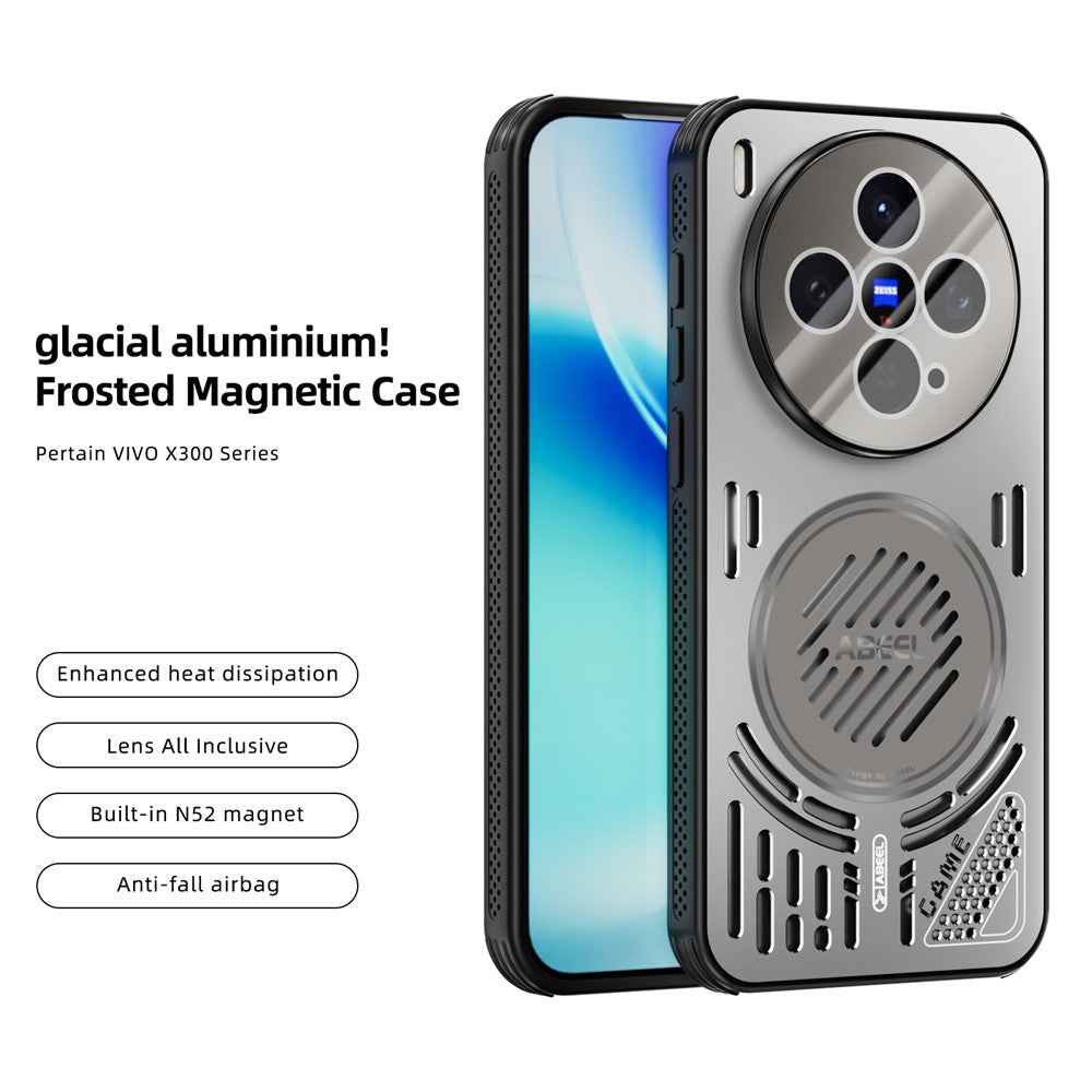 ABEEL For vivo X300 5G Magnetic Case Aluminium Alloy + PC + TPU Hollow Heat Dissipation Phone Cover - Titanium Grey