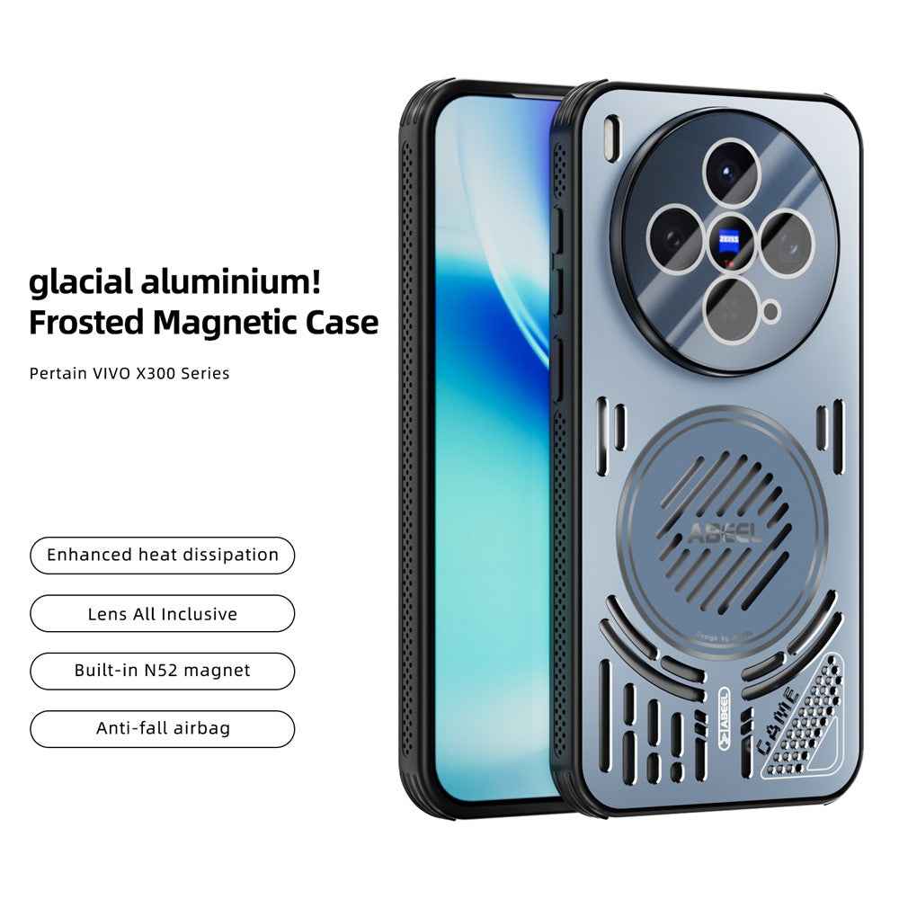 ABEEL For vivo X300 5G Magnetic Case Aluminium Alloy + PC + TPU Hollow Heat Dissipation Phone Cover - Blue