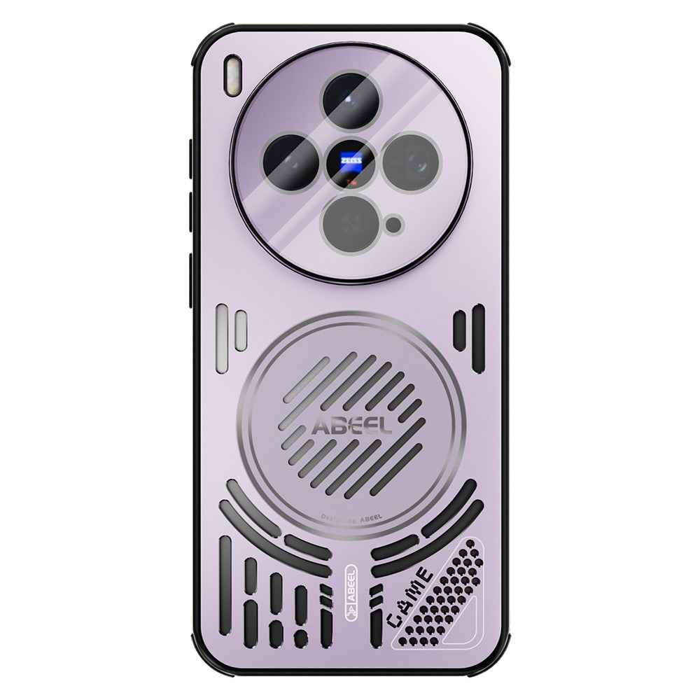 ABEEL For vivo X300 5G Magnetic Case Aluminium Alloy + PC + TPU Hollow Heat Dissipation Phone Cover - Pink Purple
