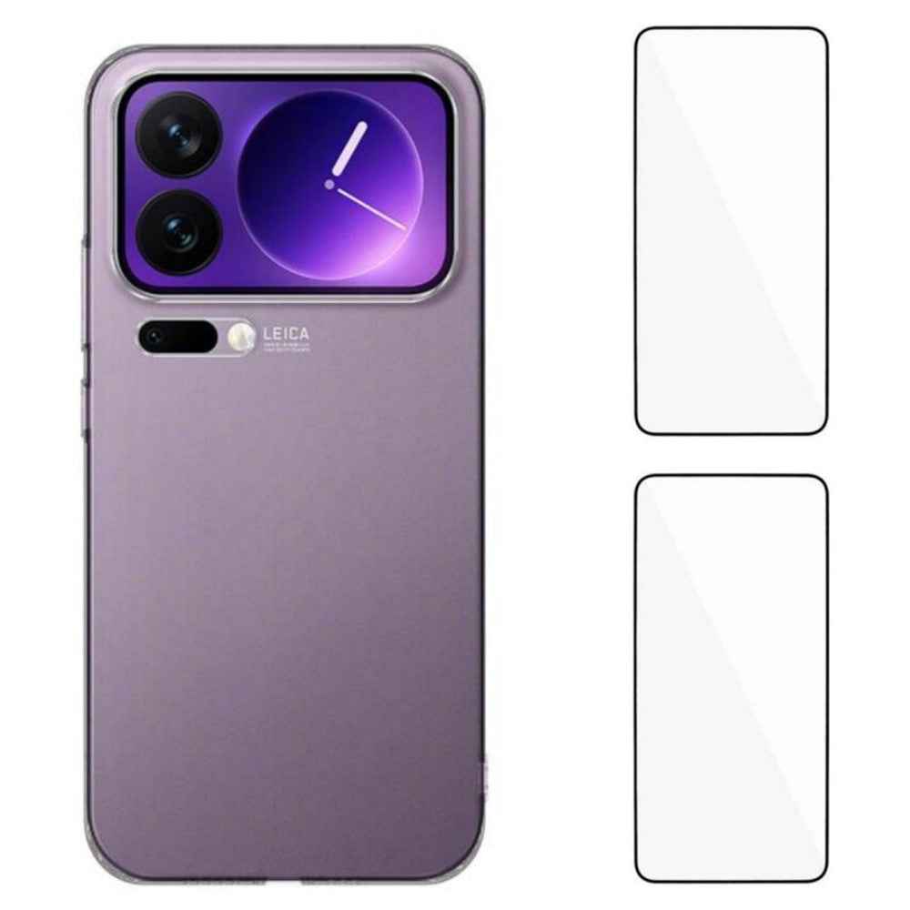 WANLONFENG YJ1 Series For Xiaomi 17 Pro Case Big Lens Hole 1.5mm Rounded Edge Clear TPU Phone Cover with 2 Screen Films