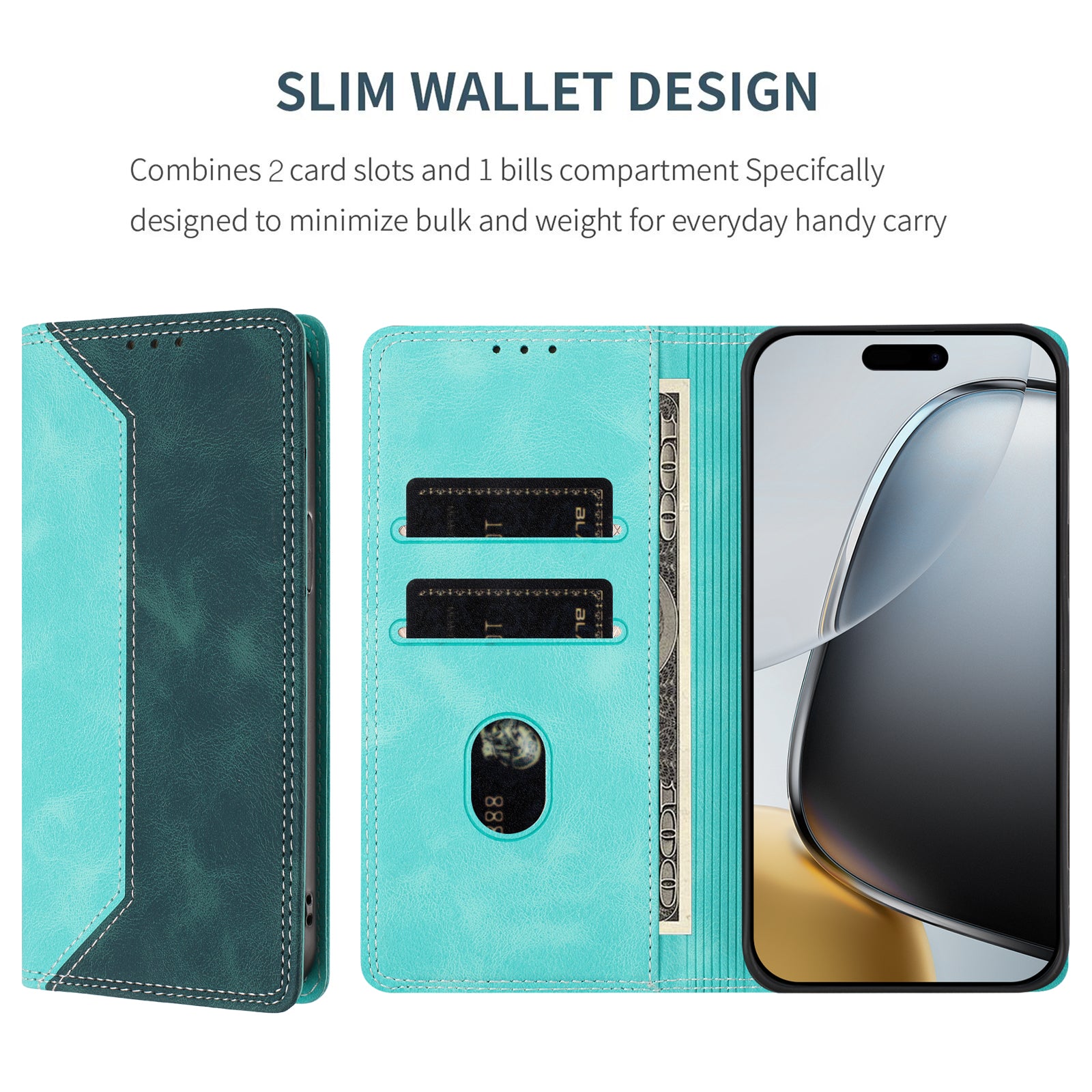 For Motorola Edge 70 5G Leather Case Skin Touch Color Splicing RFID Blocking Wallet Stand Phone Cover - Green / Dark Green