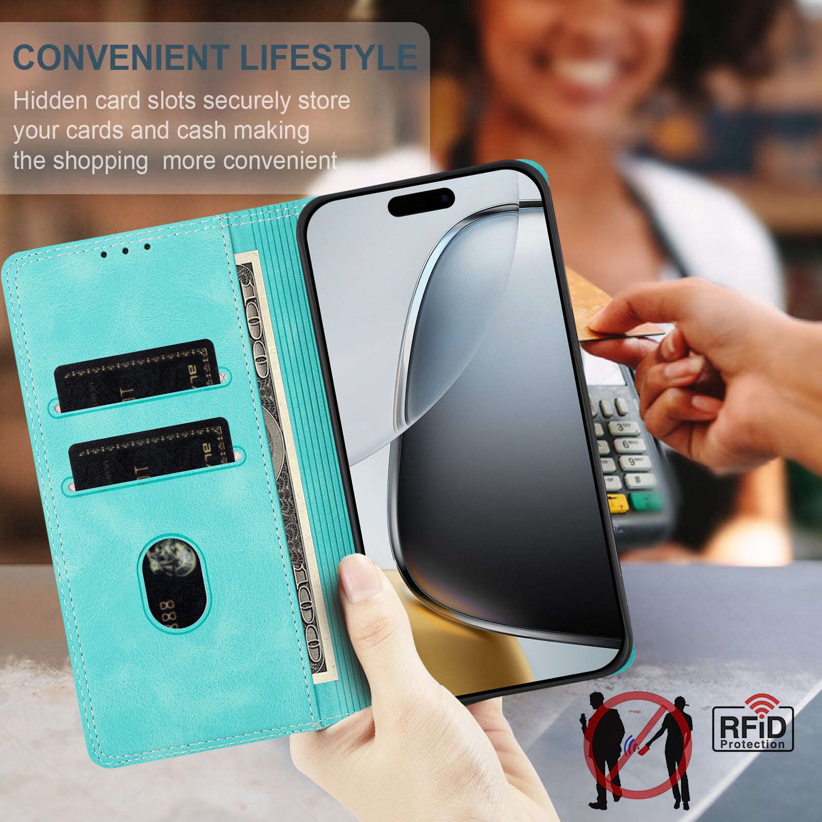 For Motorola Edge 70 5G Leather Case Skin Touch Color Splicing RFID Blocking Wallet Stand Phone Cover - Green / Dark Green