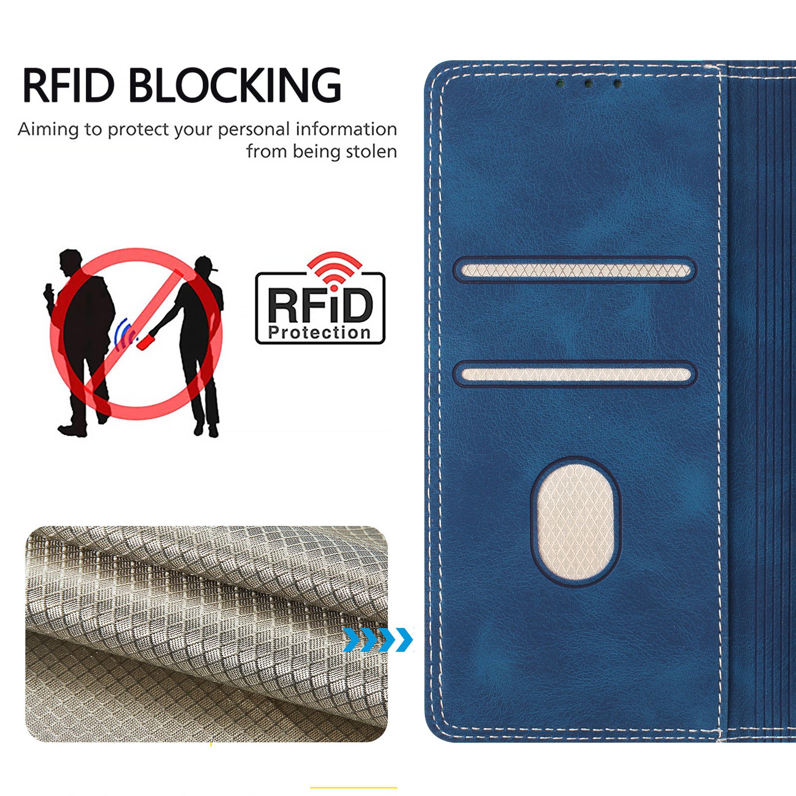 For Motorola Edge 70 5G Leather Case Skin Touch Color Splicing RFID Blocking Wallet Stand Phone Cover - Dark Blue / Red
