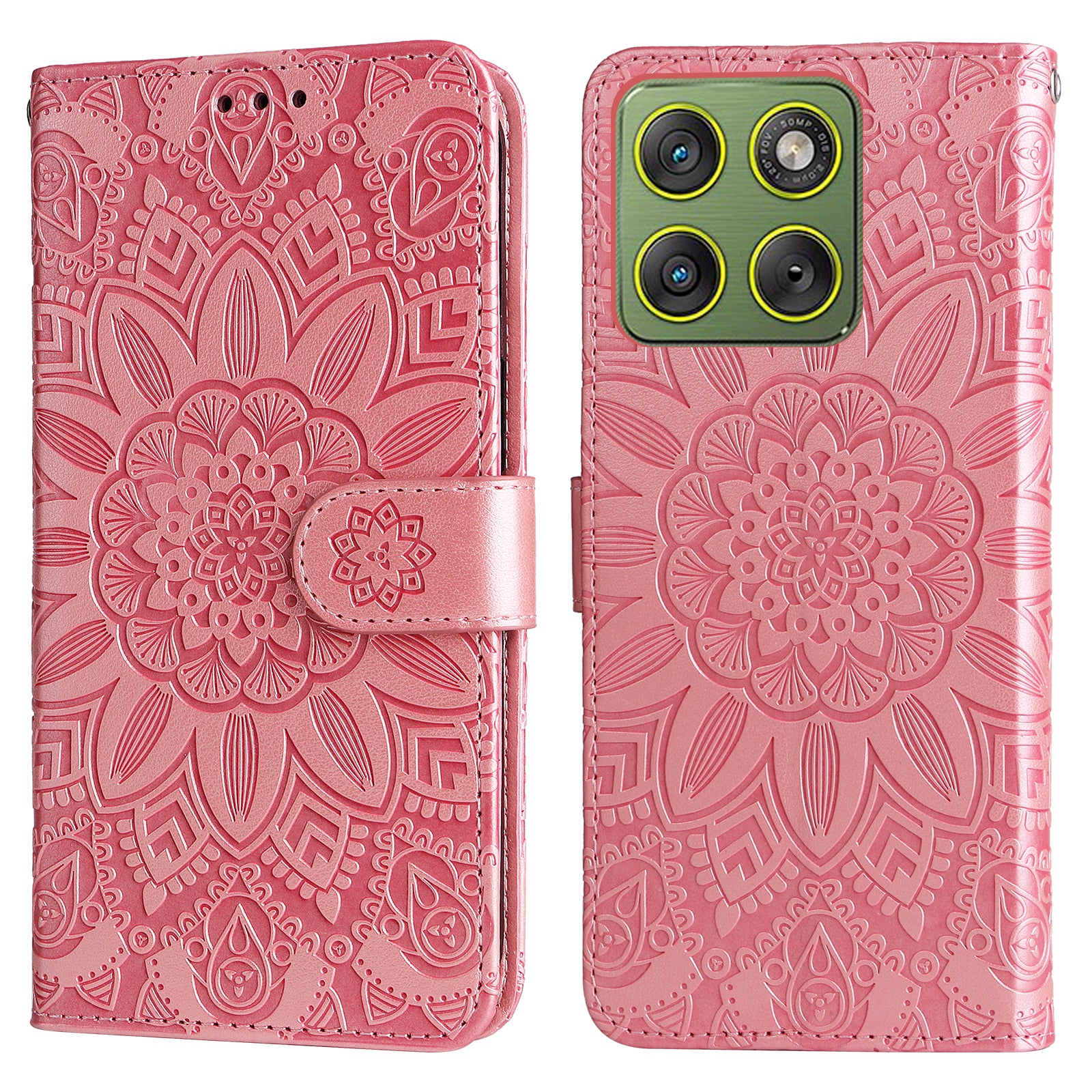 For Motorola Edge 70 5G Case Sunflower Imprint Leather Wallet Phone Cover - Pink