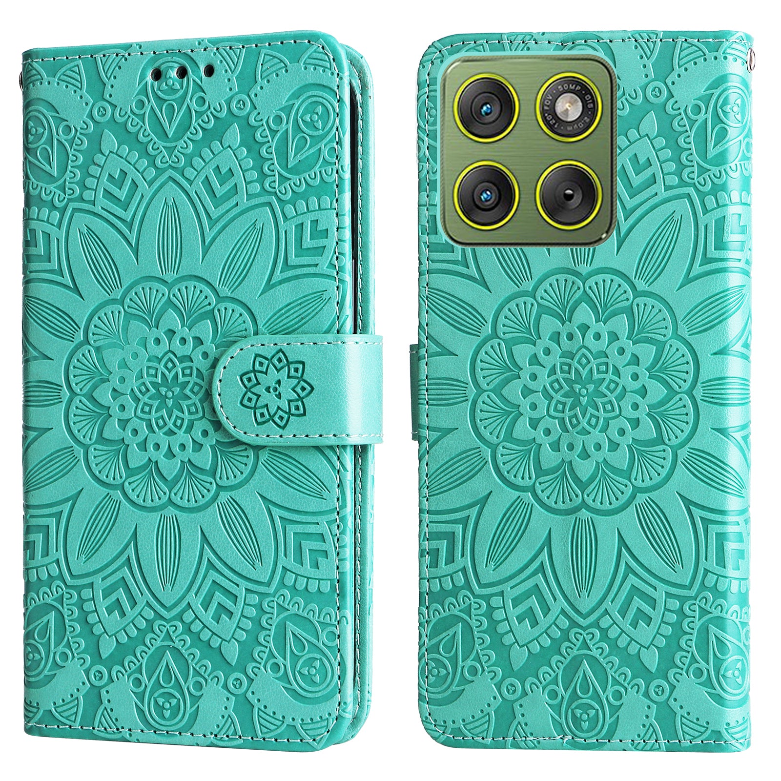 For Motorola Edge 70 5G Case Sunflower Imprint Leather Wallet Phone Cover - Green
